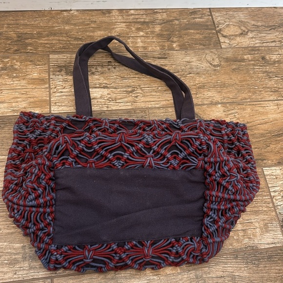 Scully Two-Toned Macrame Handbag blue burgundy - Picture 3 of 5